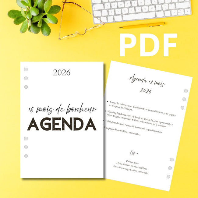 Agenda 2026 PDF à imprimer en français – Fichier numérique imprimable A5 - Les jours souples