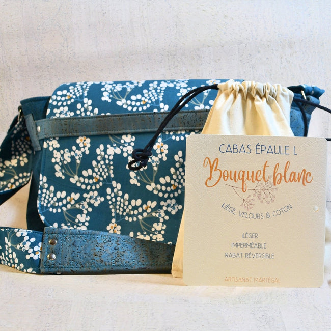 Cabas “Bouquet blanc” chaine en métal, Format L - Les jours souples