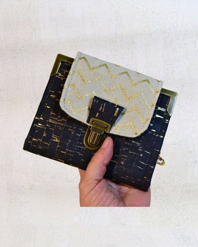 Portefeuille compact « Noir & Or Graphique » - Les jours souples