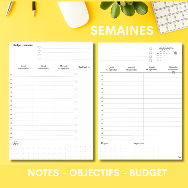 agenda rechargeable 2025 2026, papeterie française pour femme qui aime écrire, espaces de notes et planning hebdomadaire. Shirley Chiche, les jours souples