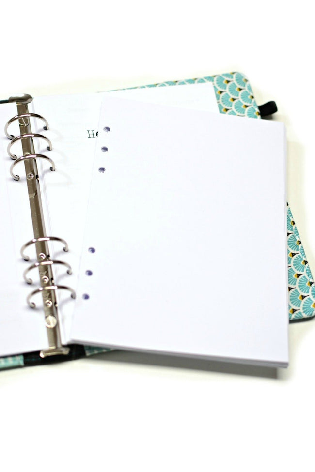 insert papier blanc A5 pour organiseur planner, recharge pour agenda rechargeable A5, papterie française, shirley chiche
