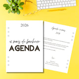 Agenda rechargeable 2026 pour femme en liège beige éclats d'or + porte stylos