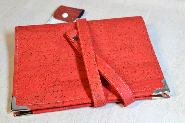 Agenda rechargeable 2026 pour femme en liège Orange brûlée + porte stylos