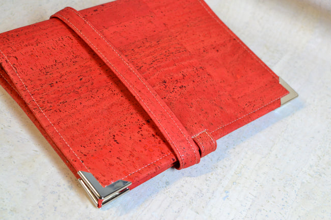 Agenda rechargeable 2026 pour femme en liège Orange brûlée + porte stylos