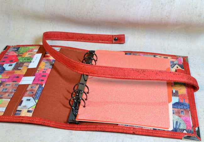 Agenda rechargeable 2026 pour femme en liège Orange brûlée + porte stylos