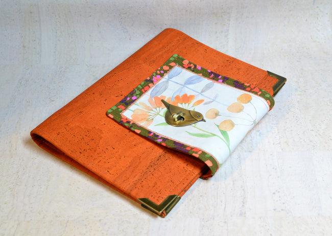 Agenda poétique orange, fermoir Oiseau