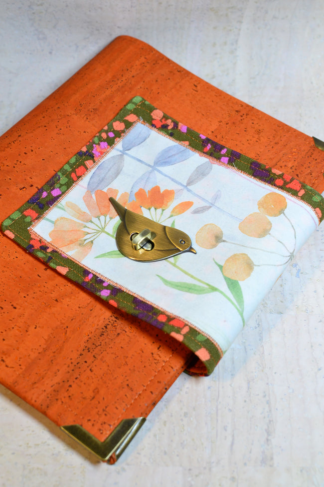 Agenda poétique orange, fermoir Oiseau