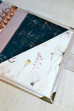 Agenda rechargeable Perle rose pale & velours pétrole