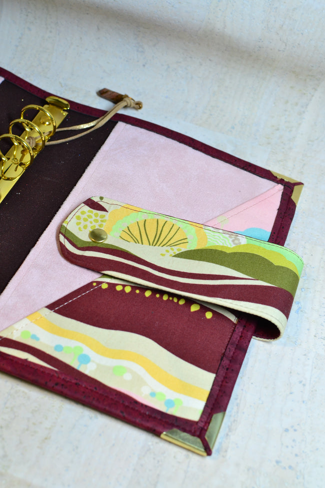 Agenda rechargeable chocolat & paysage rose