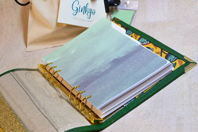 Organiseur Ginkgo A5 en liège vert tropique 2026