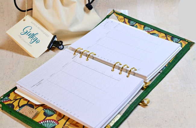 Organiseur Ginkgo A5 en liège vert tropique 2026