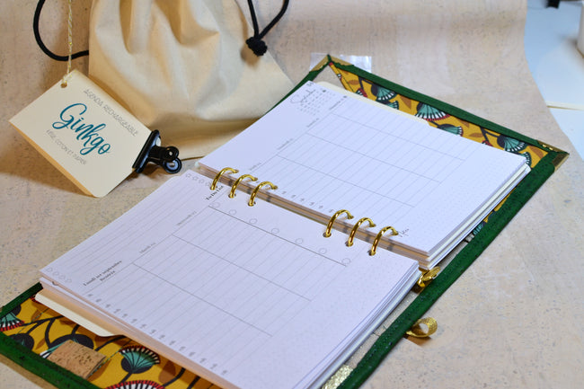 Organiseur Ginkgo A5 en liège vert tropique 2026