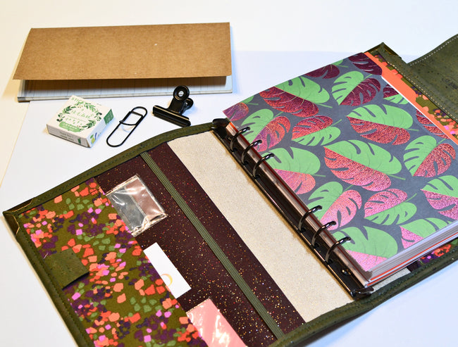 Organiseur A5 Magique 4 liège étincelles kaki - Pack agenda 2025