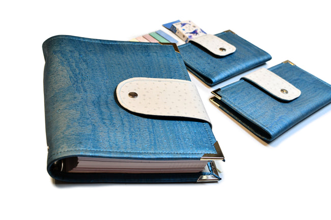 Organiseur 2026 en liège bleu nacré et étoiles argent