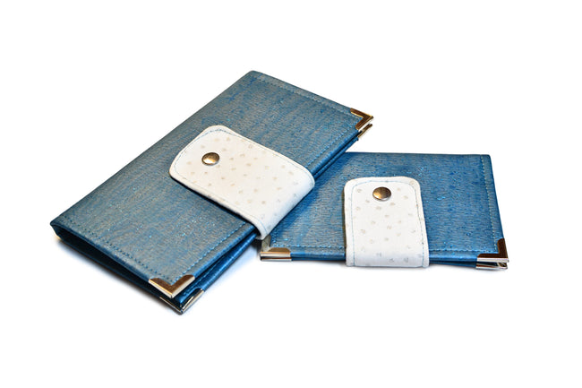 Etui pour passeport en liège bleu - Nuage nacré