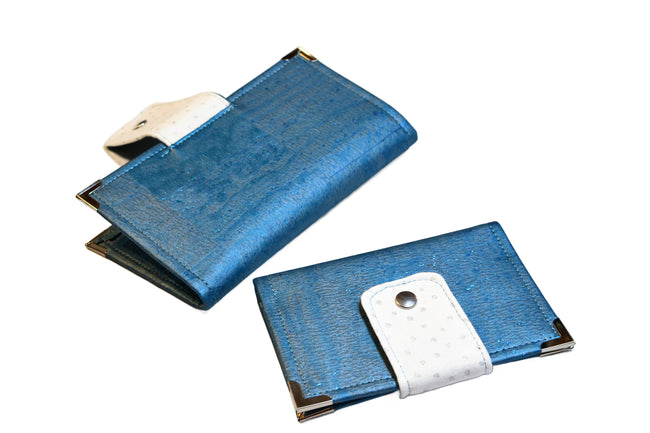 Etui pour passeport en liège bleu - Nuage nacré