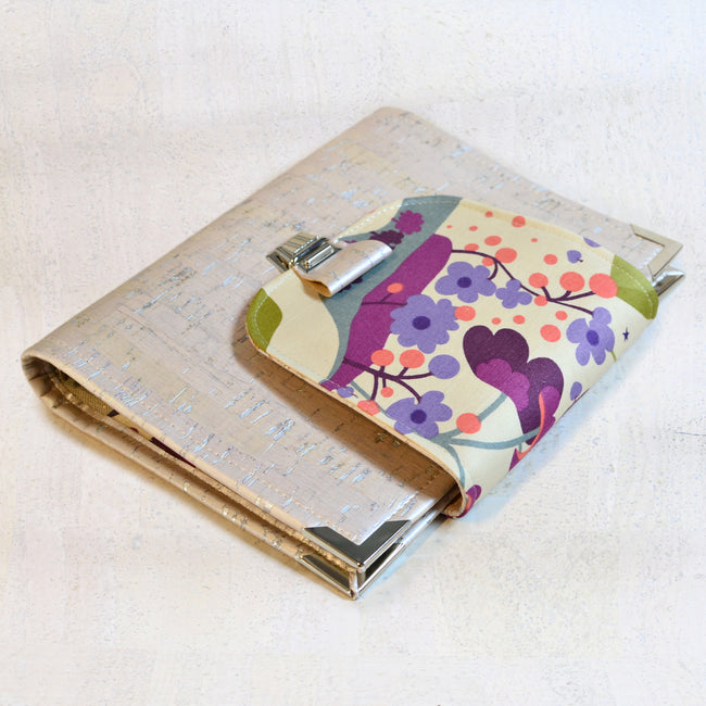 agenda fait main pour femme poetiques, Organiseur A5 en tissu Liberty et cuir de liège rose nude perle, agenda 2026, Shirley chiche pour Les jours souples