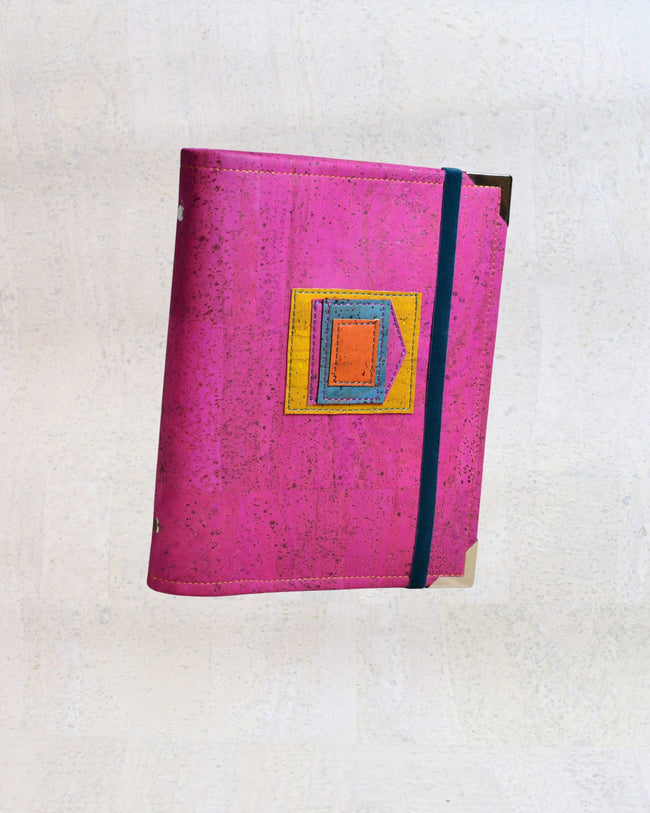 Agenda rechargeable Rose vif géometrique