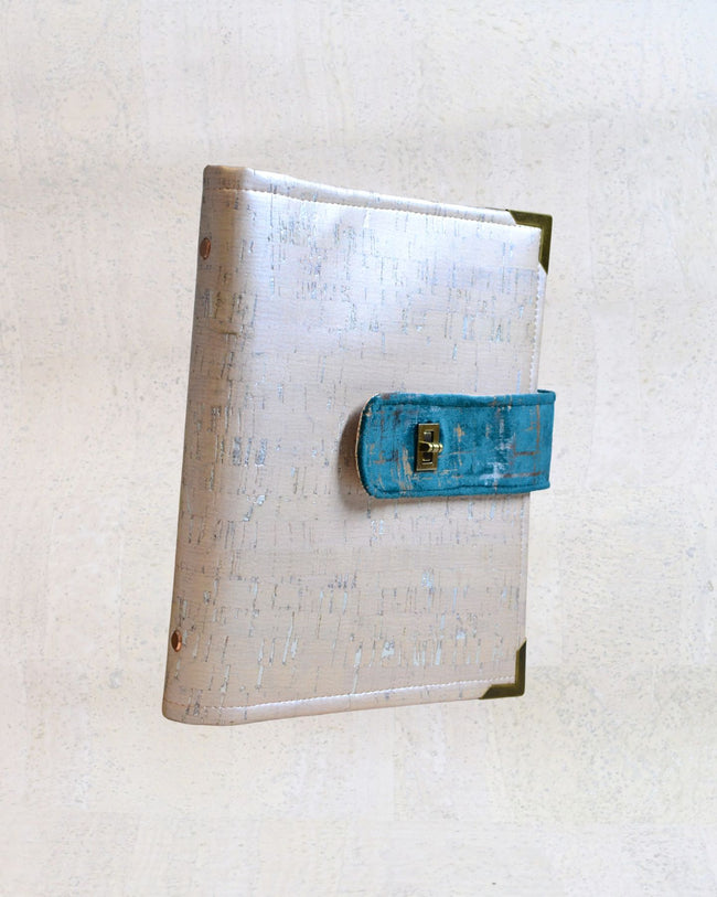 Agenda rechargeable Perle rose pale & velours pétrole