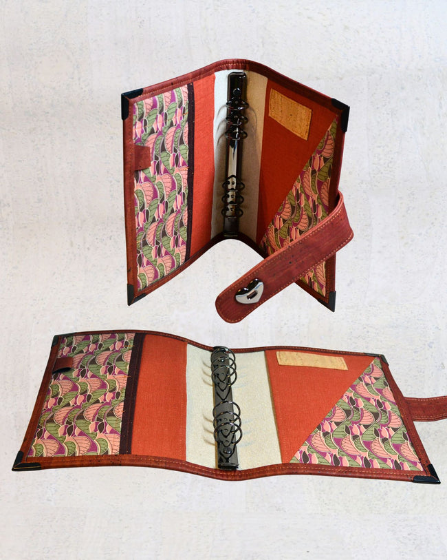 Agenda rechargeable chocolat, fermoir coeur noir