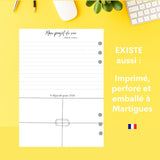 agenda 2026 français pour organiseur rechargeable, espace de note et priorités - Projet de vie équilibrée Les jours souples, shirley chiche, fait en france