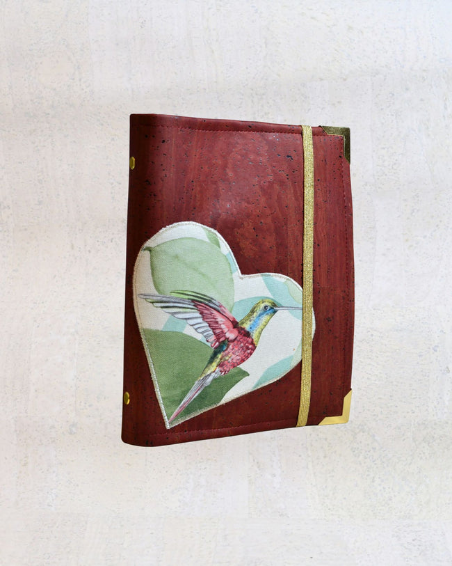 organiseur A5 pour agenda rechargeable  fait main en liege bleu petrole, shirley chiche, les jours souples