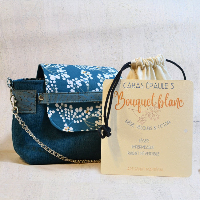 Cabas “Bouquet blanc” chaine en métal, Format L - Les jours souples