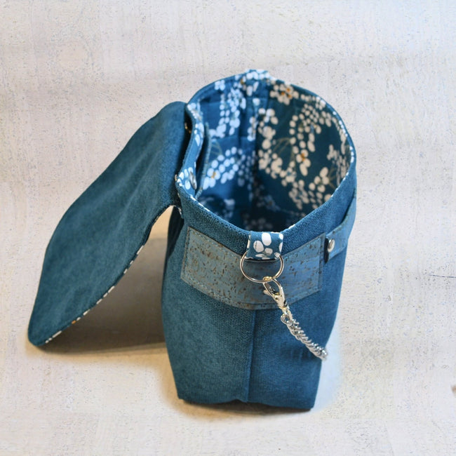 Cabas “Bouquet blanc” chaine en métal, Format S - Les jours souples