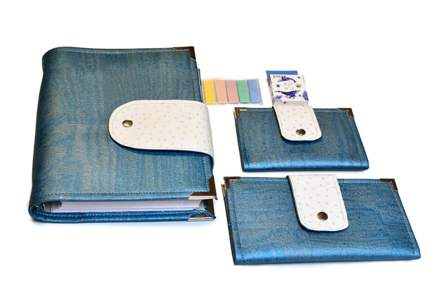 Etui pour passeport en liège bleu nuage nacré & constellation d'étoiles - Shirley Chiche planner