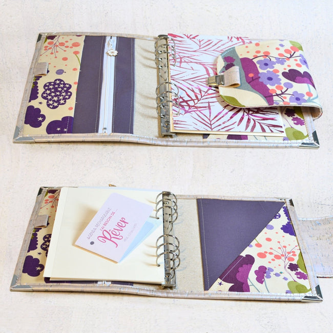 agenda fait main pour femme, Organiseur A5 en tissu Liberty et cuir de liège rose nude perle, agenda 2026, Shirley chiche pour Les jours souples