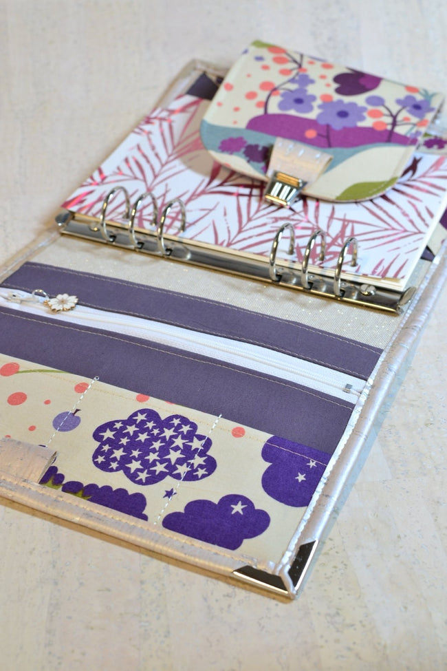 agenda fait main pour femme organiser, Organiseur A5 en tissu Liberty et cuir de liège rose nude perle, agenda 2026, Shirley chiche pour Les jours souples