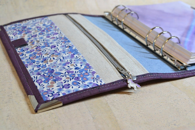 J’ai besoin de… Sérénité ! Organiseur A5 en liège violet – Modèle unique fait main - Les jours souples