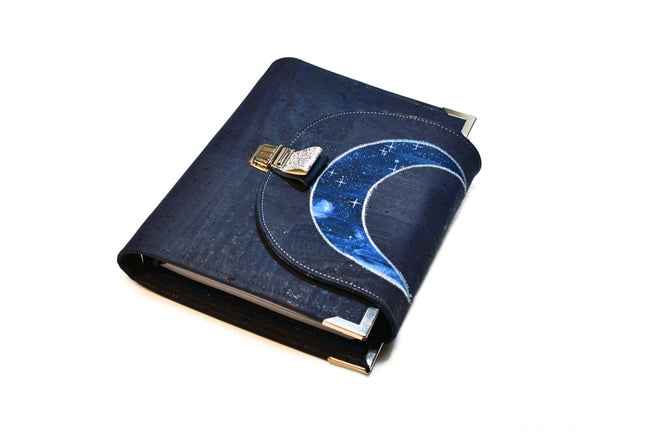 Organiseur A5 en liège bleu nuit Lune argent - Agenda 2025 - Shirley Chiche planner