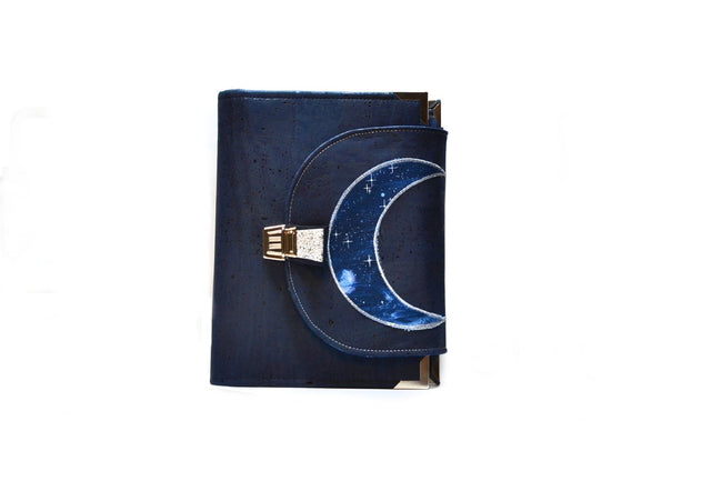 Organiseur A5 en liège bleu nuit Lune argent - Agenda 2025 - Shirley Chiche planner