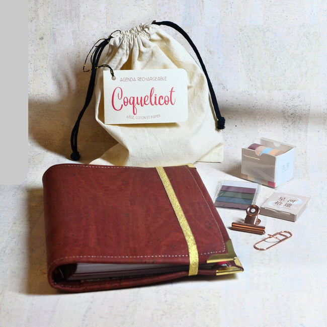 Organiseur A5 Fauve en liège - Pack agenda 2025 - Les jours souples