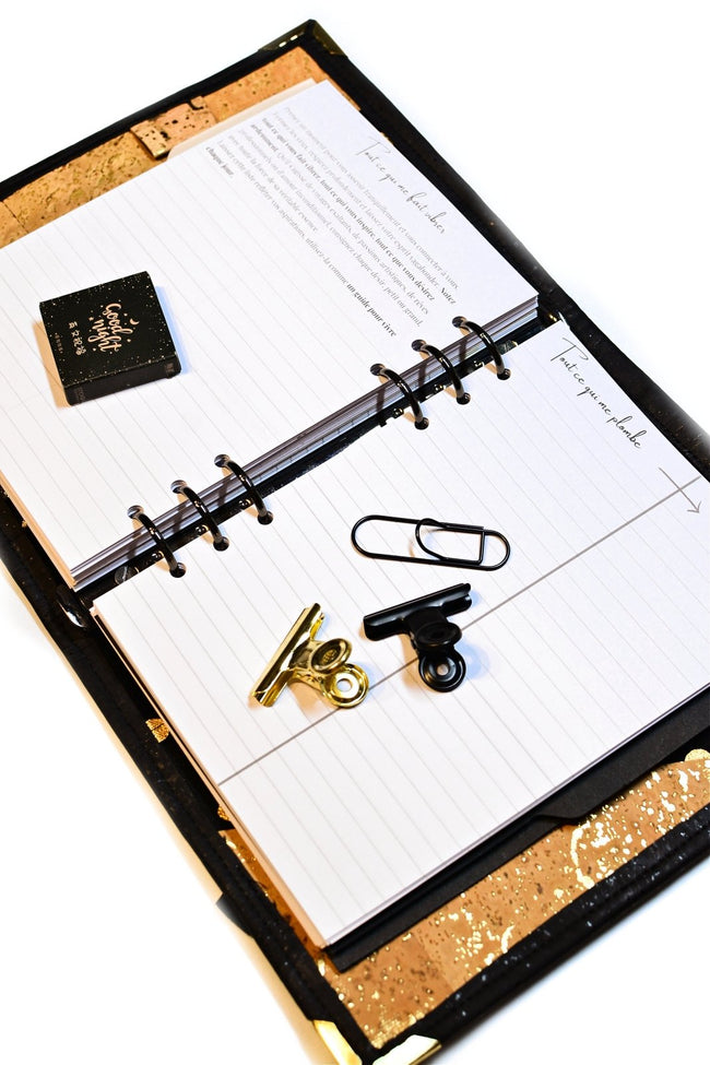 Organiseur A5 Lune sur liège noir - Pack agenda 2025 - Shirley Chiche planner