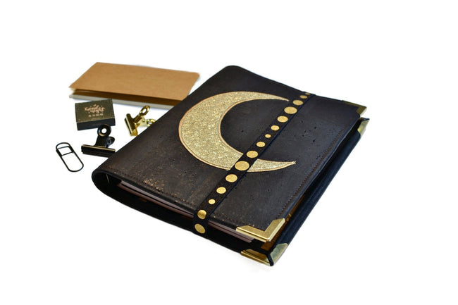 Organiseur A5 Lune sur liège noir - Pack agenda 2025 - Shirley Chiche planner