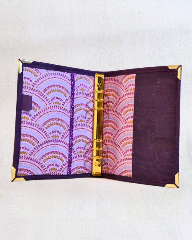 agenda A5 fait main pour femme, Organiseur en liège aubergine et doré, pour fiches de révision ou agenda 2026 - shirley chiche Les jours souples