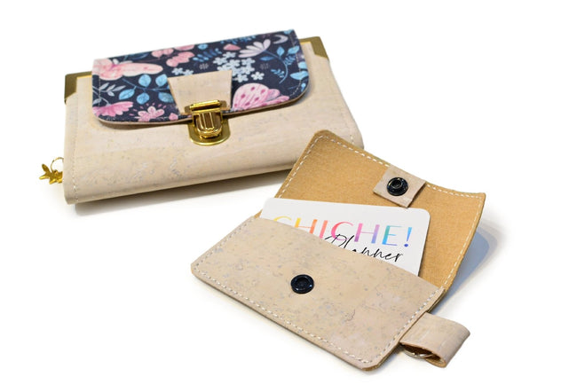 Portefeuille artisanal Papillon pour femme en liège blanc craie & papillon - Shirley Chiche planner