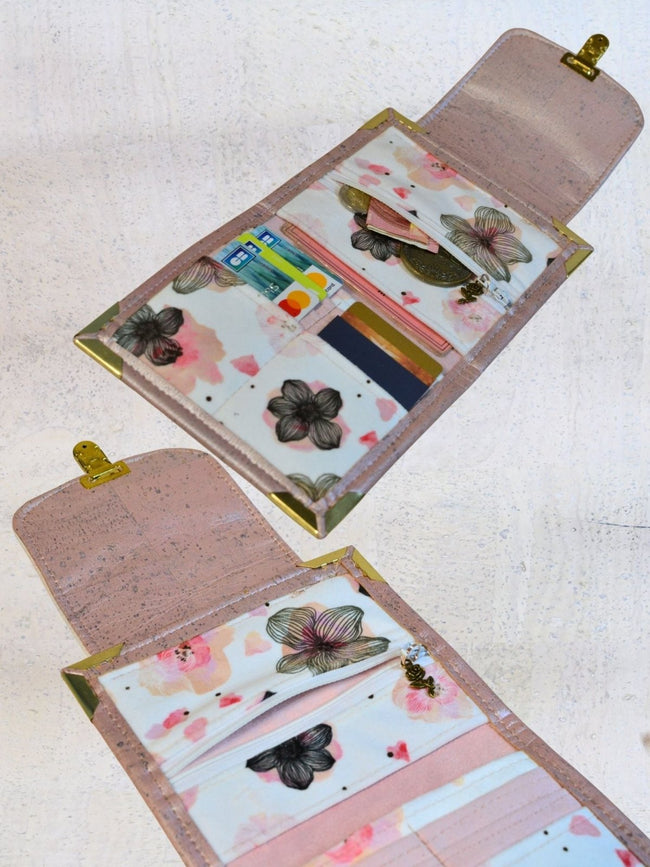 Portefeuille compact « Bouquet Rose » - Les jours souples