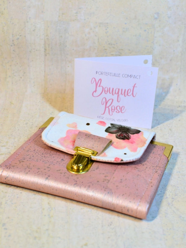 Portefeuille compact « Bouquet Rose » - Les jours souples