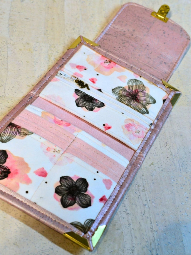 Portefeuille compact « Bouquet Rose » - Les jours souples