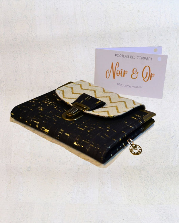 Portefeuille compact « Noir & Or Graphique » - Les jours souples