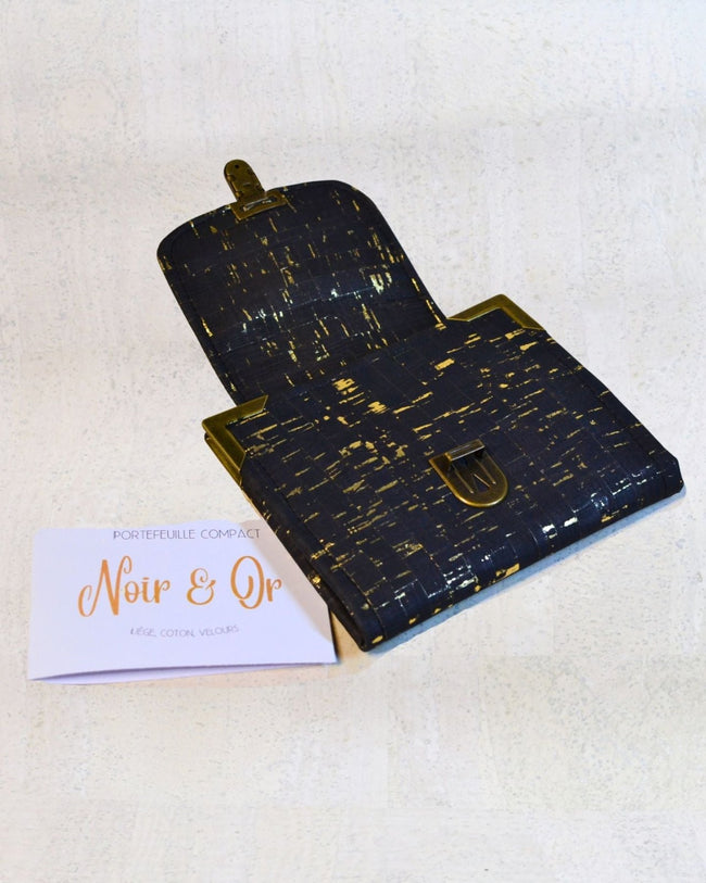 Portefeuille compact « Noir & Or Graphique » - Les jours souples