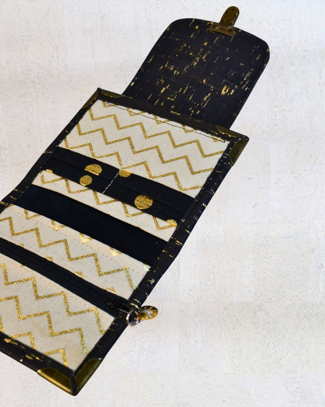 Portefeuille compact « Noir & Or Graphique » - Les jours souples