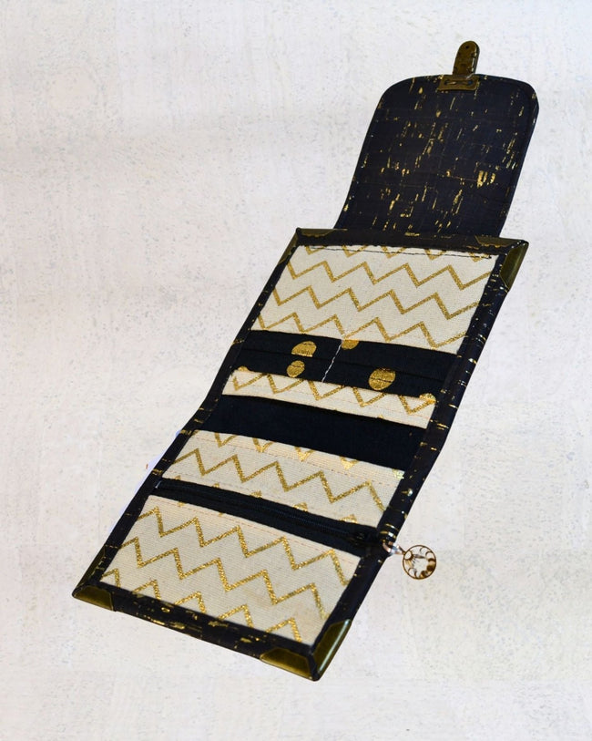 Portefeuille compact « Noir & Or Graphique » - Les jours souples