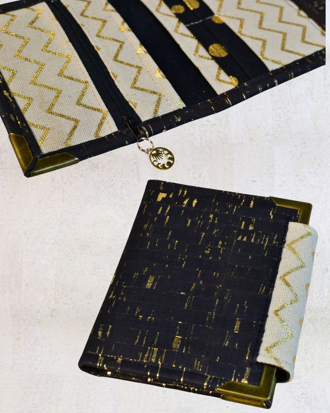 Portefeuille compact « Noir & Or Graphique » - Les jours souples