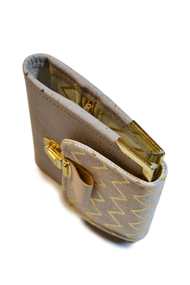 Portefeuille en liège doré et gris - Design élégant et éthique - Shirley Chiche planner