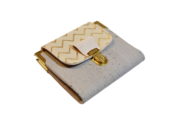 Portefeuille en liège doré et gris - Design élégant et éthique - Shirley Chiche planner