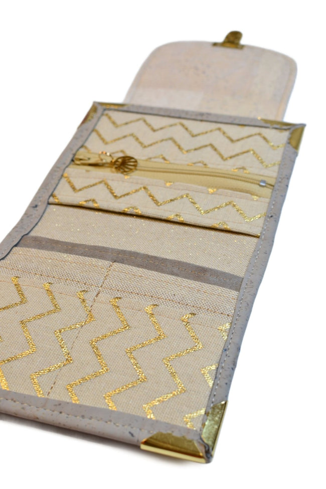 Portefeuille en liège doré et gris - Design élégant et éthique - Shirley Chiche planner
